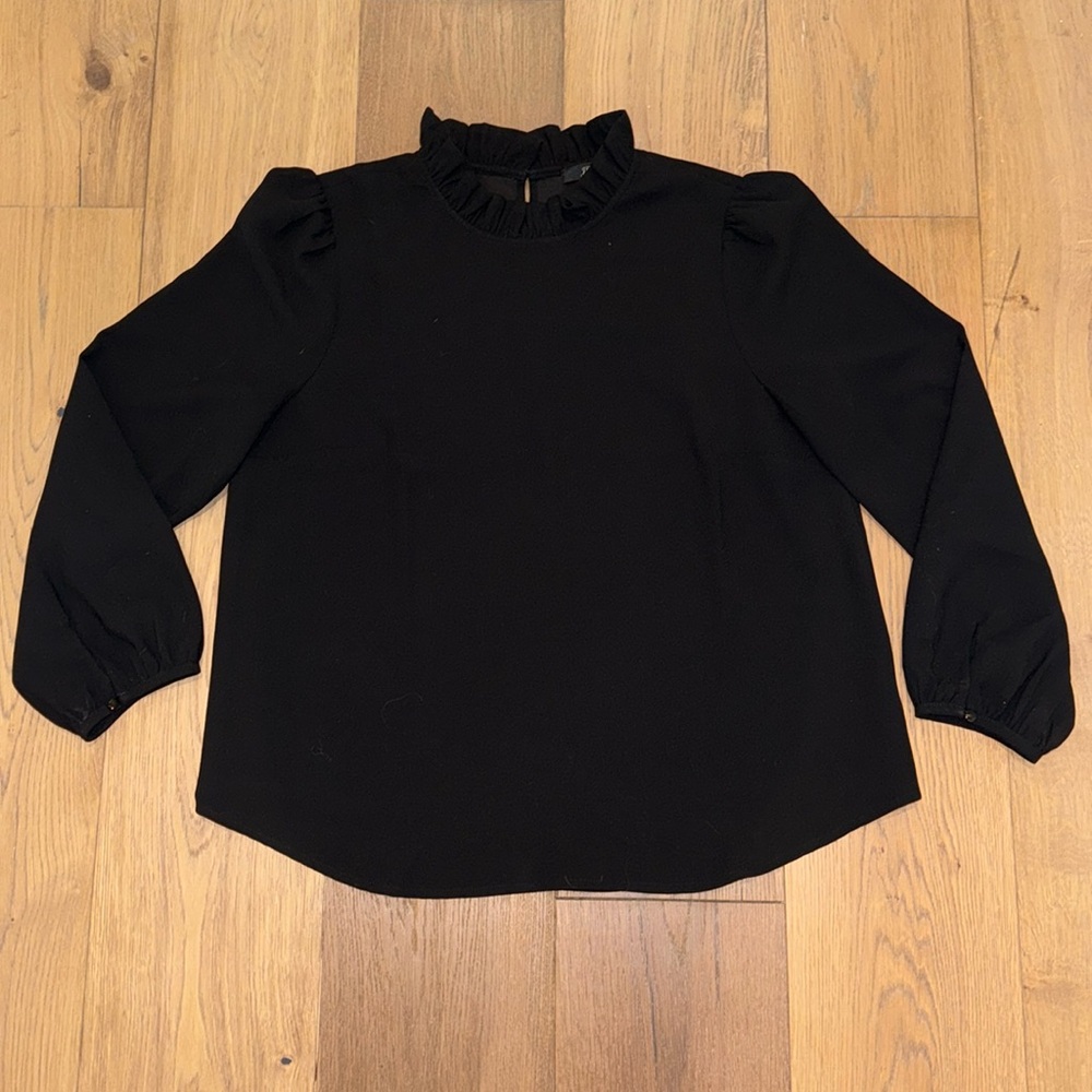 J. Crew Ruffle Neck Long Sleeve Shirt